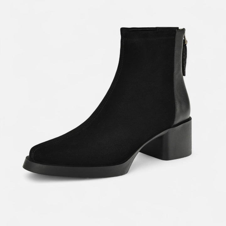 Charles Maison | Women’s Suede Ankle Boots – Square Toe Mid-Heel