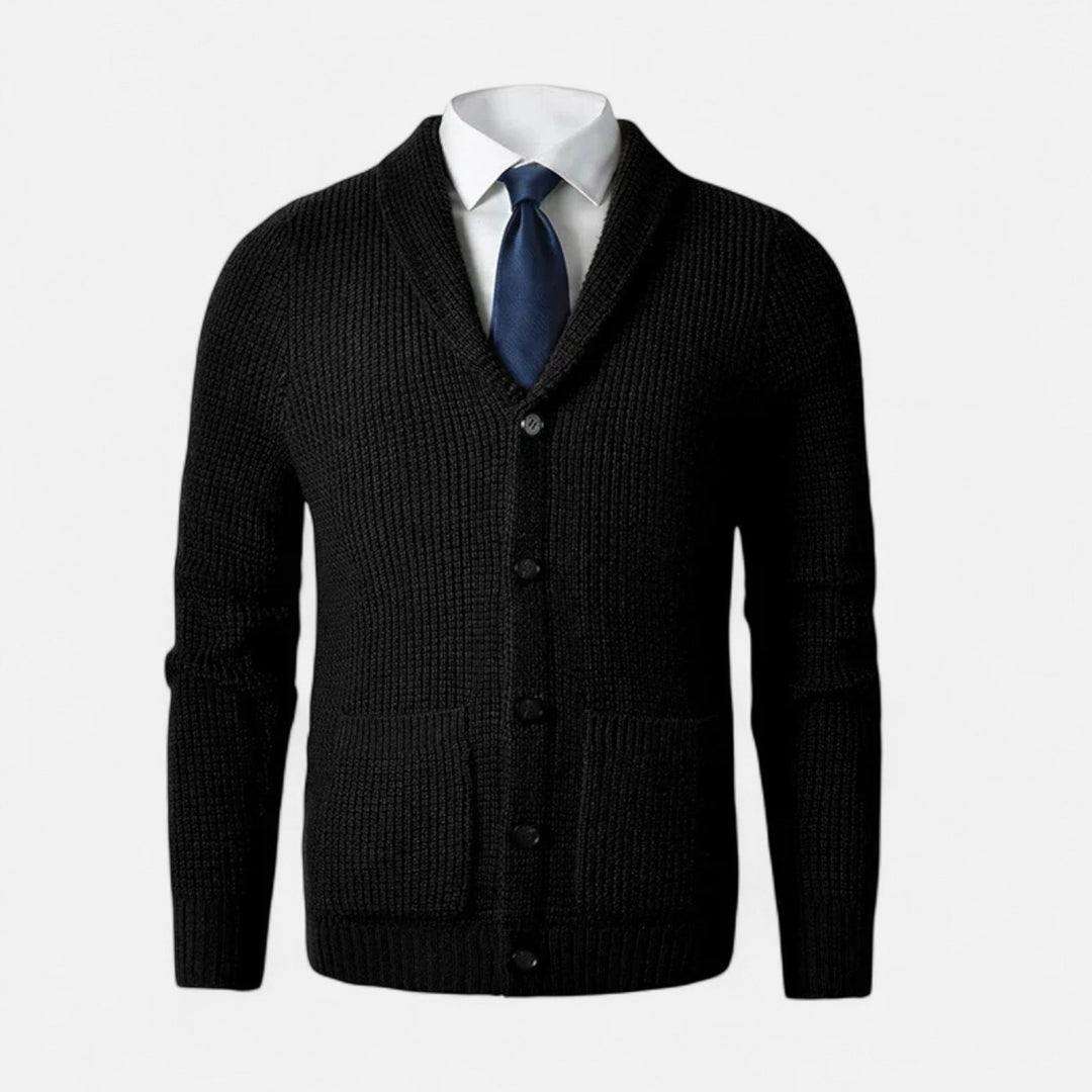 Charles Maison | Men’s Button-Up Premium Wool Cardigan – Classic Slim Fit Style