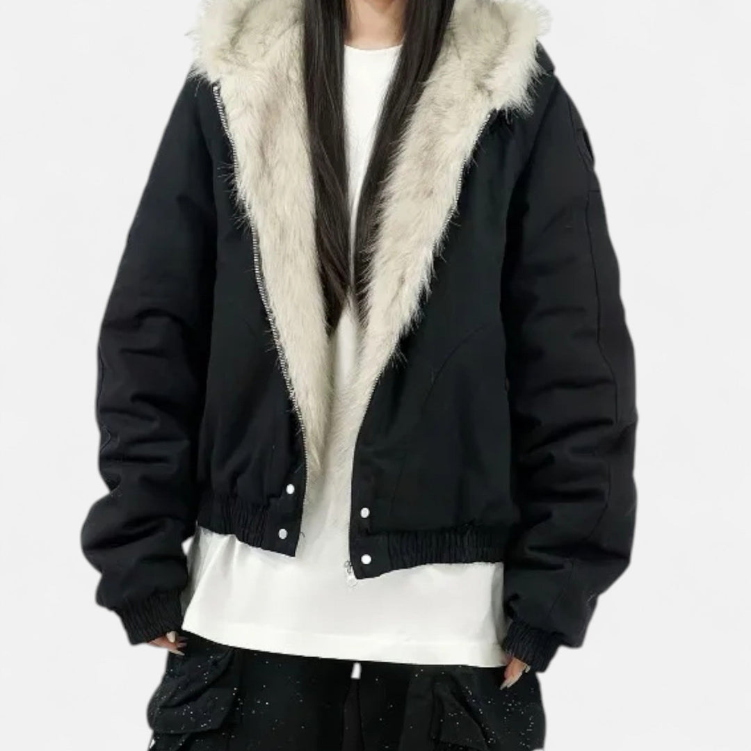 Charles Maison | Women’s Winter Hooded Coat – Fur Collar Vintage Style
