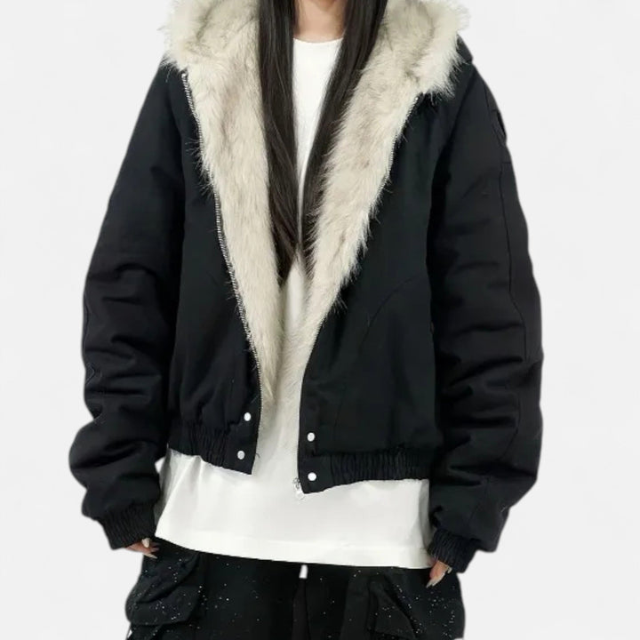 Charles Maison | Women’s Winter Hooded Coat – Fur Collar Vintage Style