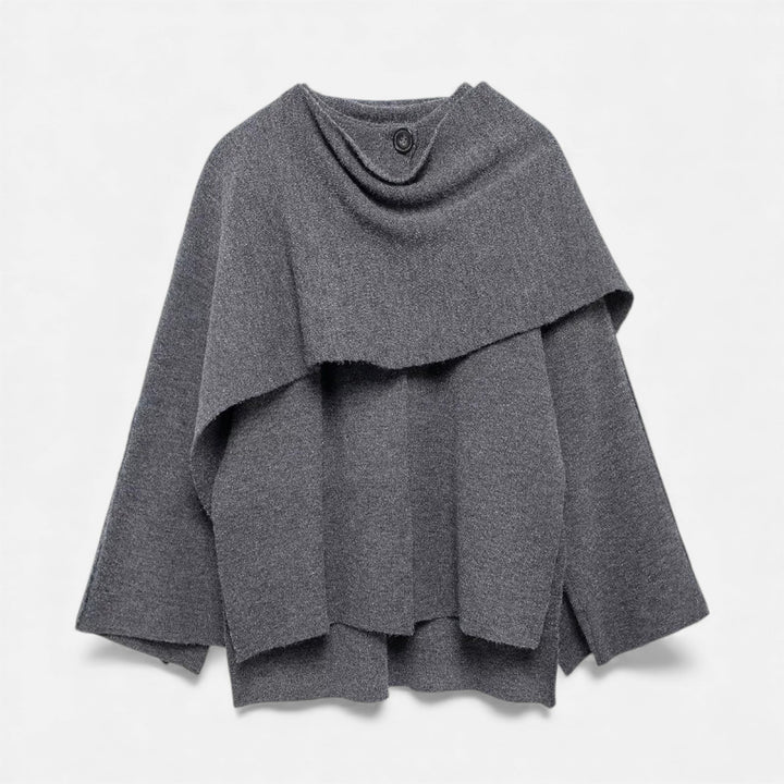 Charles Maison | Women’s Elegant Wool-Feel Poncho Cardigan