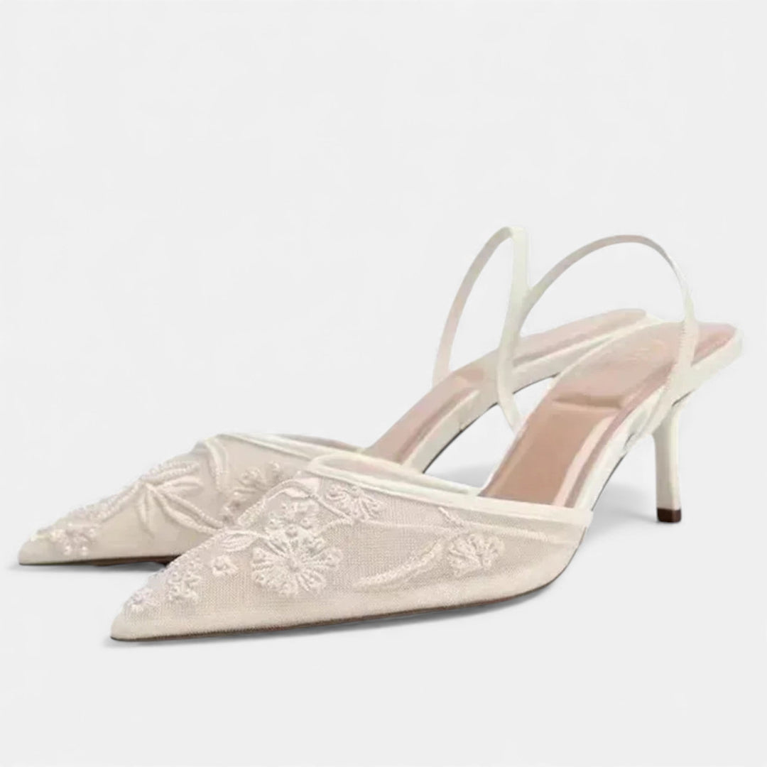Charles Maison | Women’s Embroidered Mesh Designer Heels