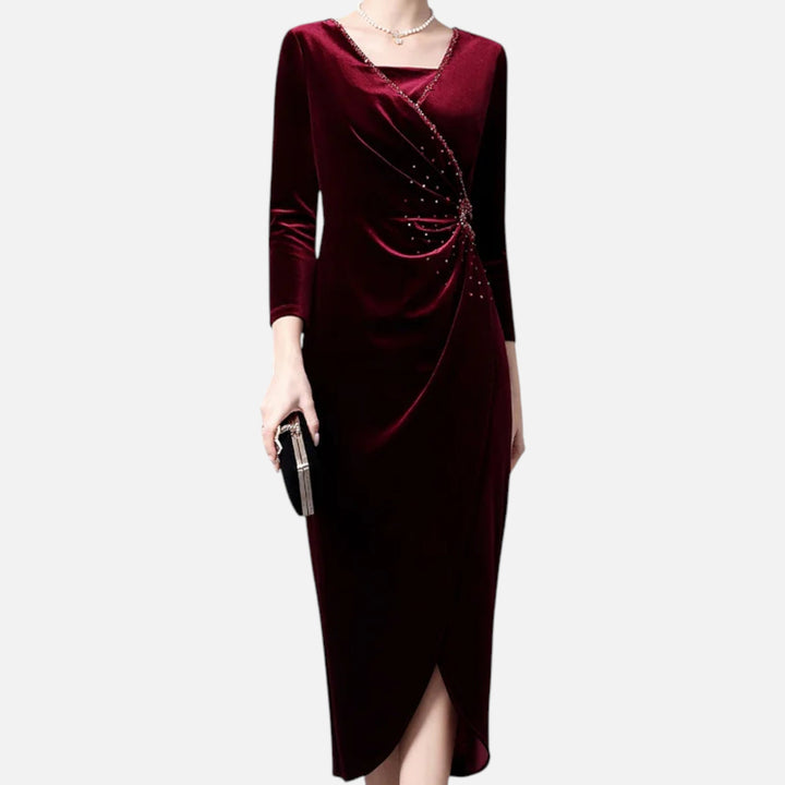 Charles Maison | Women’s Velvet Draped Wrap Dress