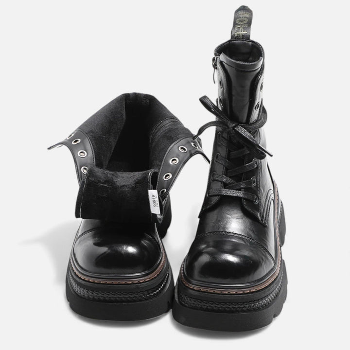 Charles Maison | Women’s Plush-Lined Winter Lace-Up Platform Boots