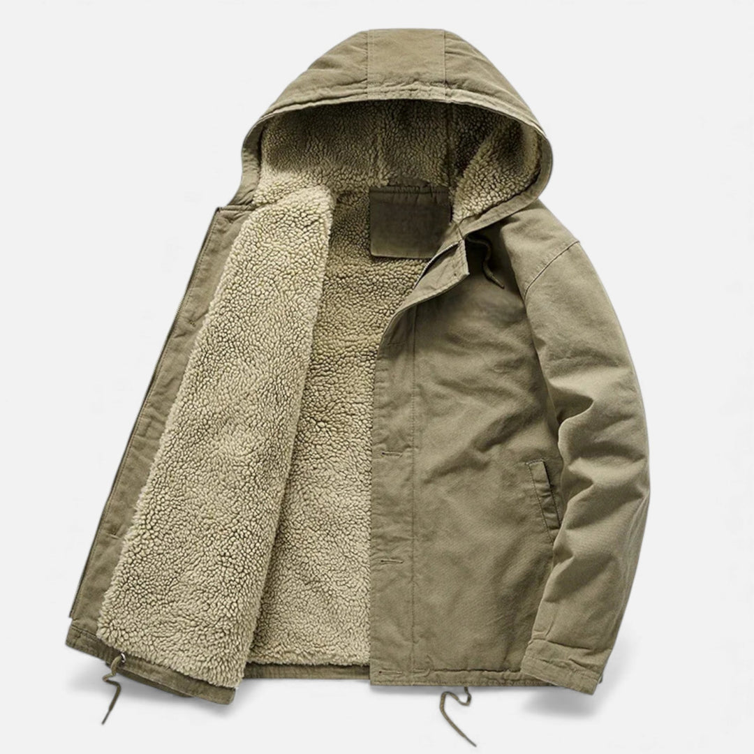 Charles Maison | Men’s Lamb Fleece Hooded Winter Coat