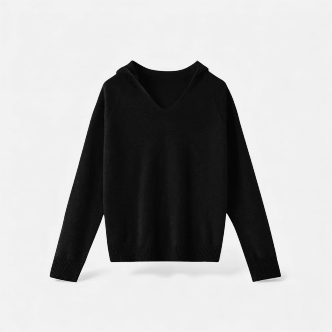 Charles Maison | Women’s Loose Wool Knitted V-Neck Hoodie