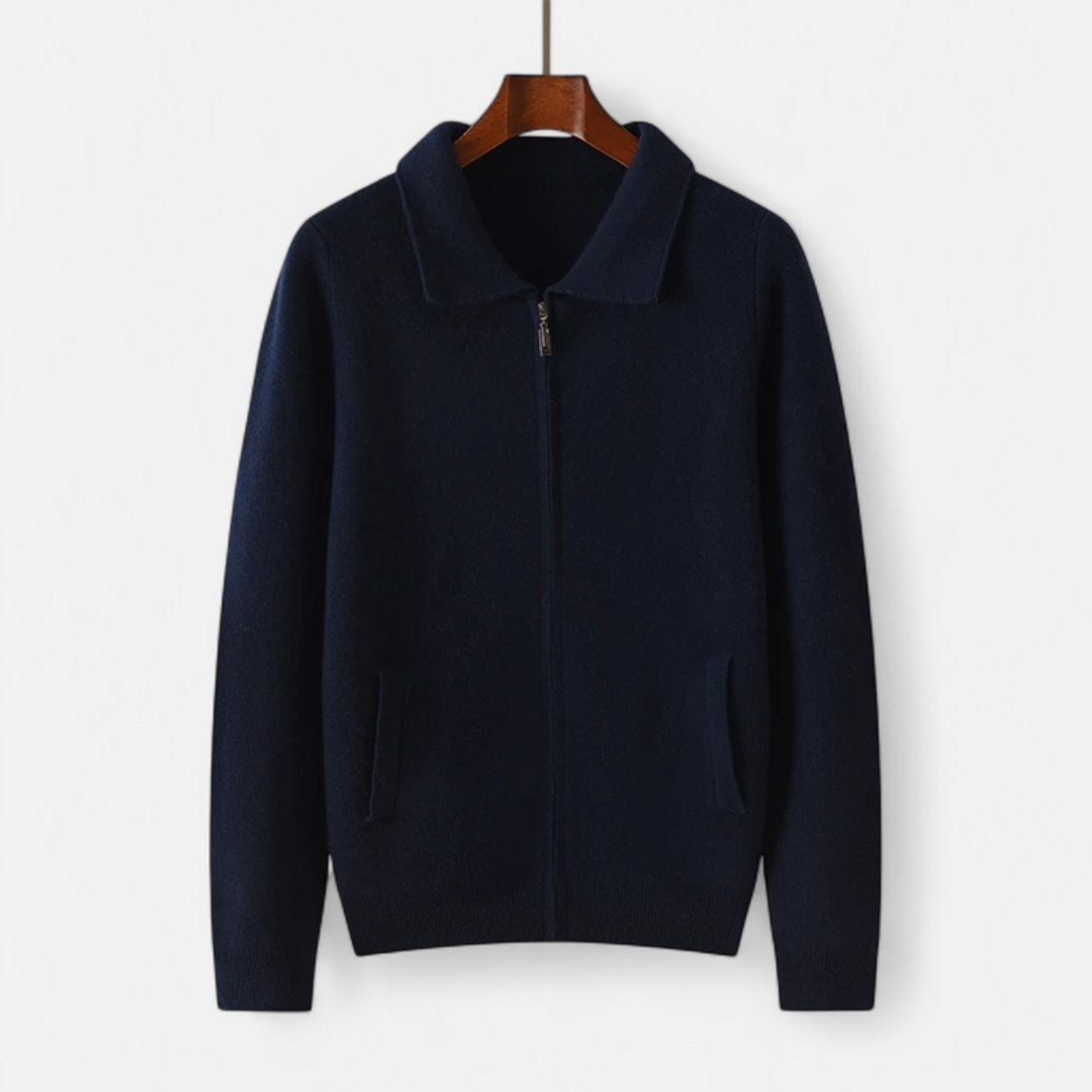 Charles Maison | Men’s Wool-Cashmere Zip Business Sweater