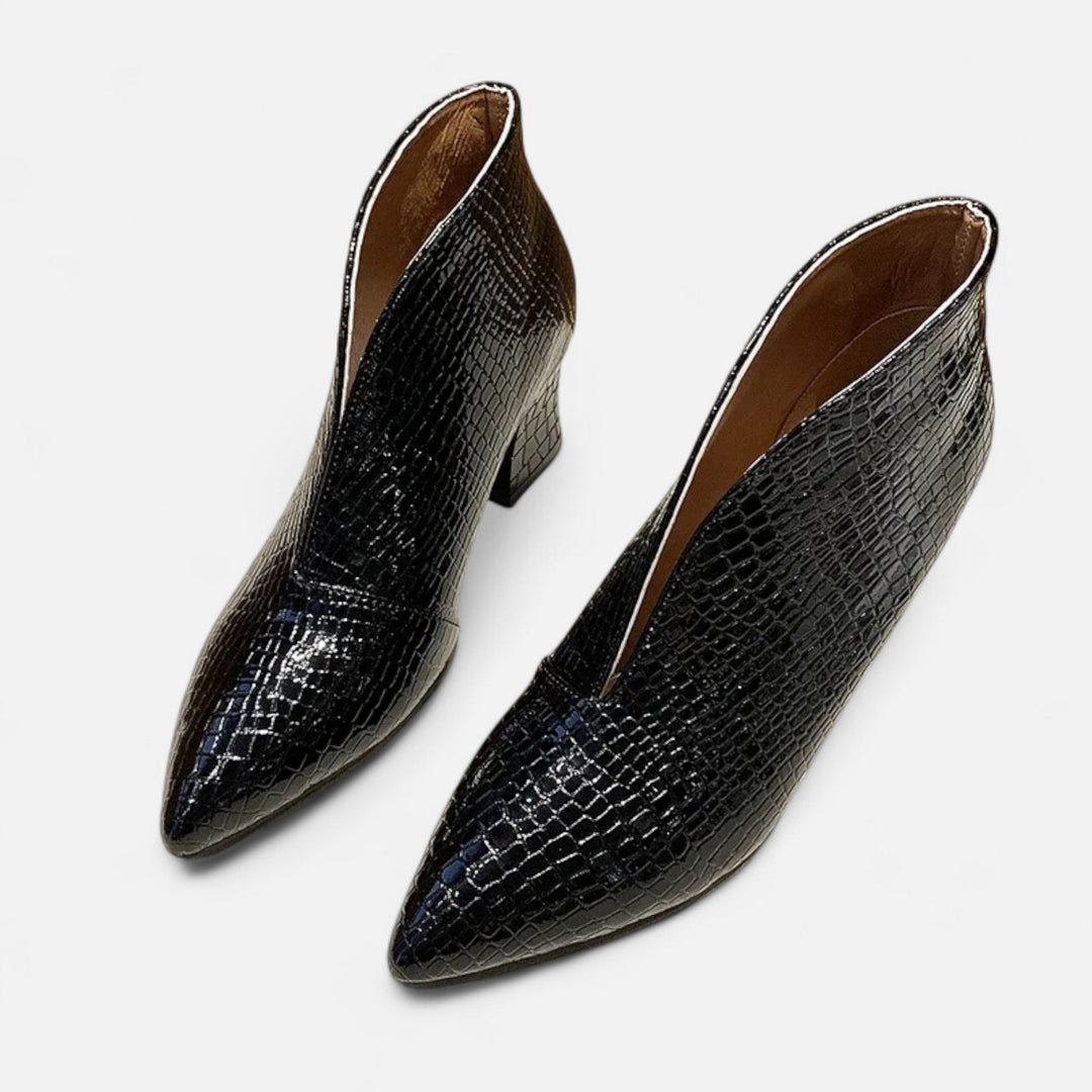 Charles Maison | Women’s Patent Leather V-Cut Ankle Boots