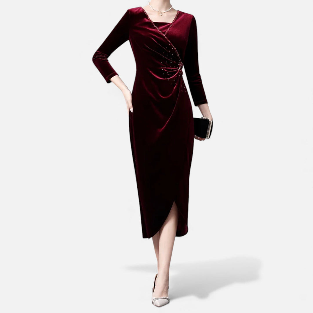 Charles Maison | Women’s Velvet Draped Wrap Dress