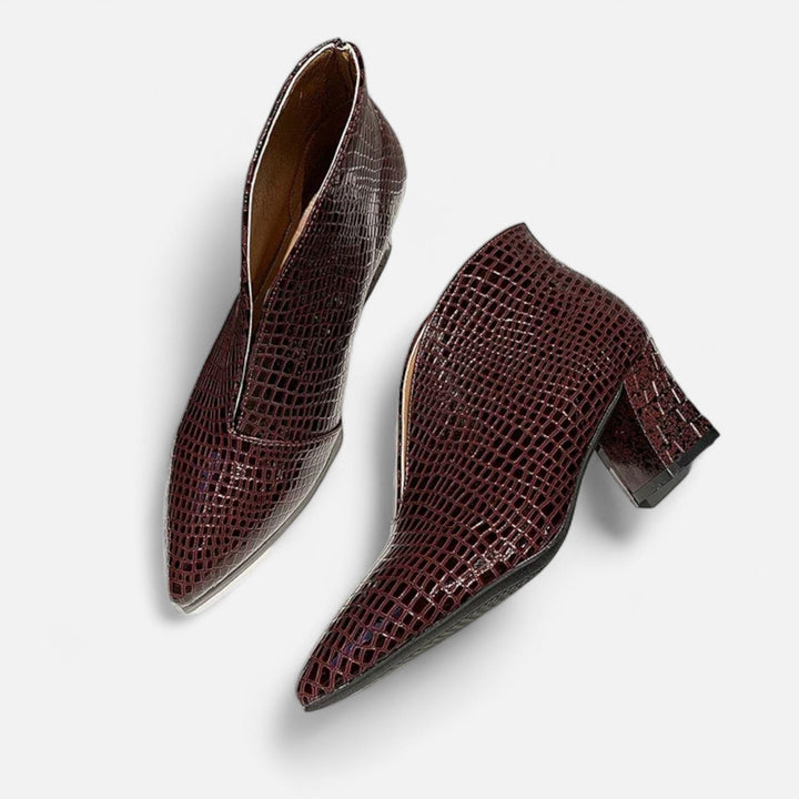 Charles Maison | Women’s Patent Leather V-Cut Ankle Boots