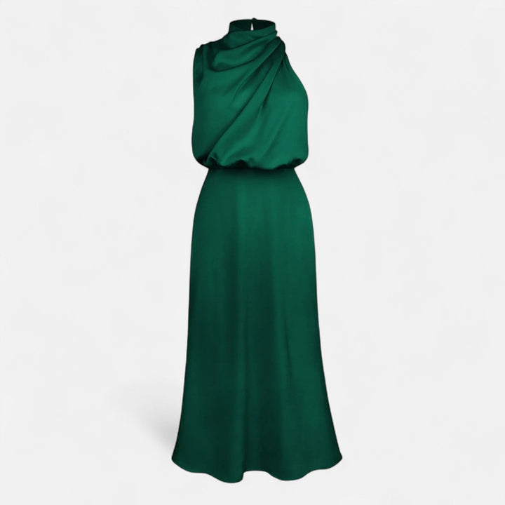 Charles Maison | Women’s Satin Sleeveless Long Dress – Fluid Drape, Timeless Elegance