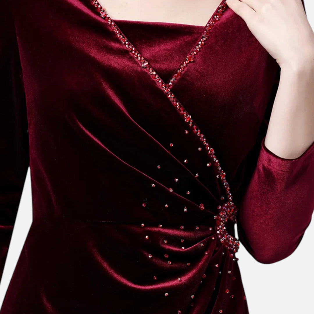 Charles Maison | Women’s Velvet Draped Wrap Dress