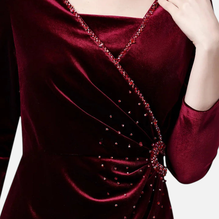 Charles Maison | Women’s Velvet Draped Wrap Dress
