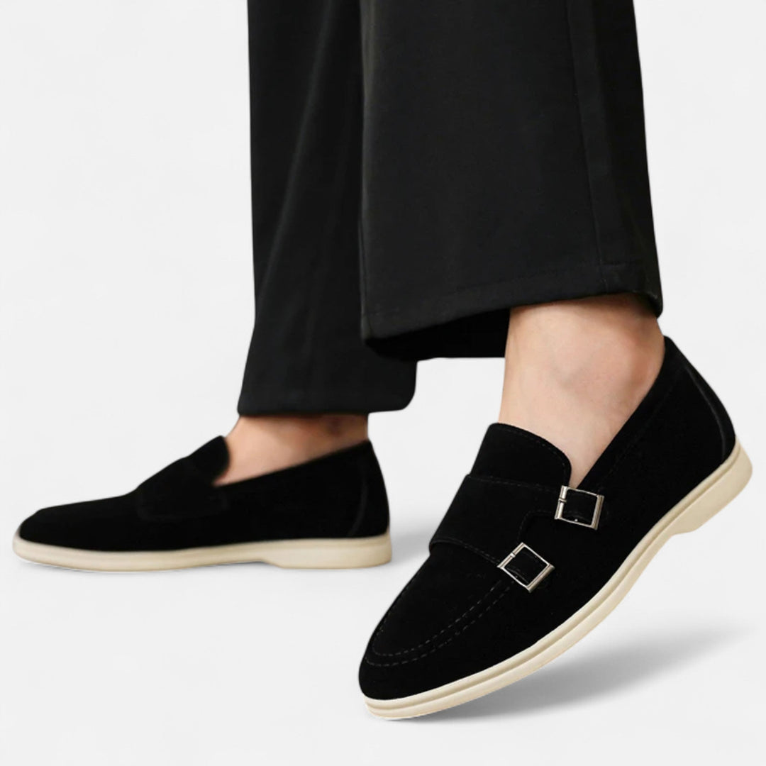 Charles Maison | Men’s Suede Monk Strap Loafers – Slip-On Elegance