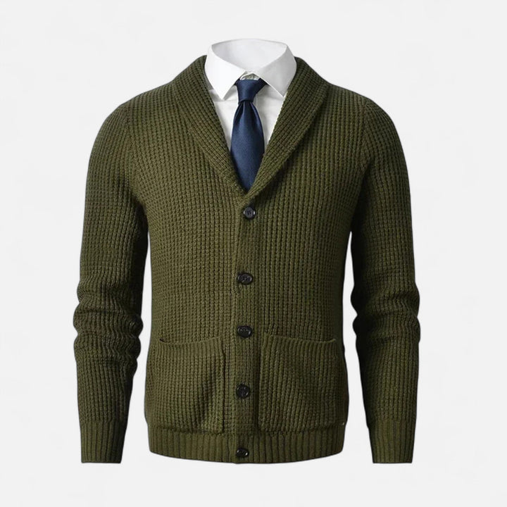 Charles Maison | Men’s Button-Up Premium Wool Cardigan – Classic Slim Fit Style