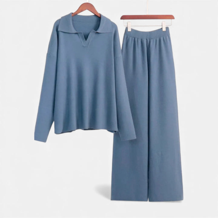 Charles Maison | Women’s Cashmere-Feel Polo Lounge Set with Elegant Knit Detail