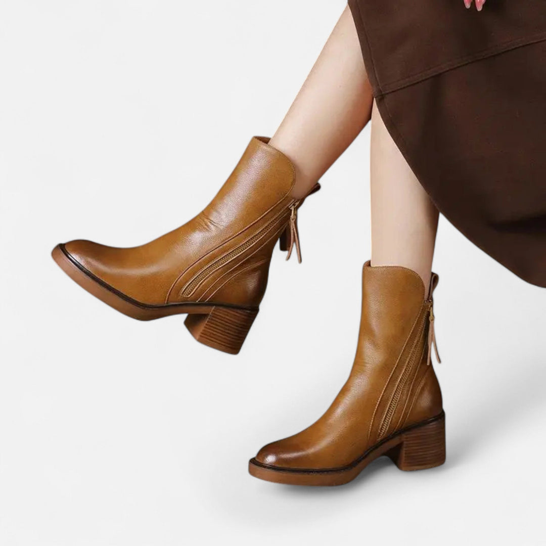 Charles Maison | Women’s Roman Leather Flat Heel Boots