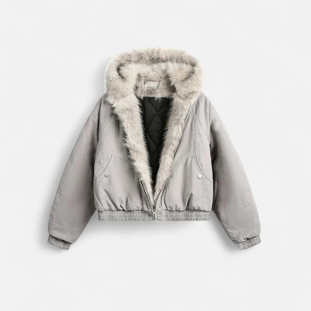 Charles Maison | Women’s Winter Hooded Coat – Fur Collar Vintage Style