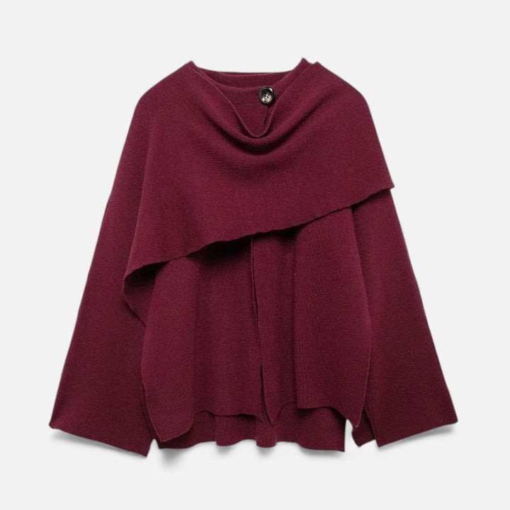 Charles Maison | Women’s Elegant Wool-Feel Poncho Cardigan