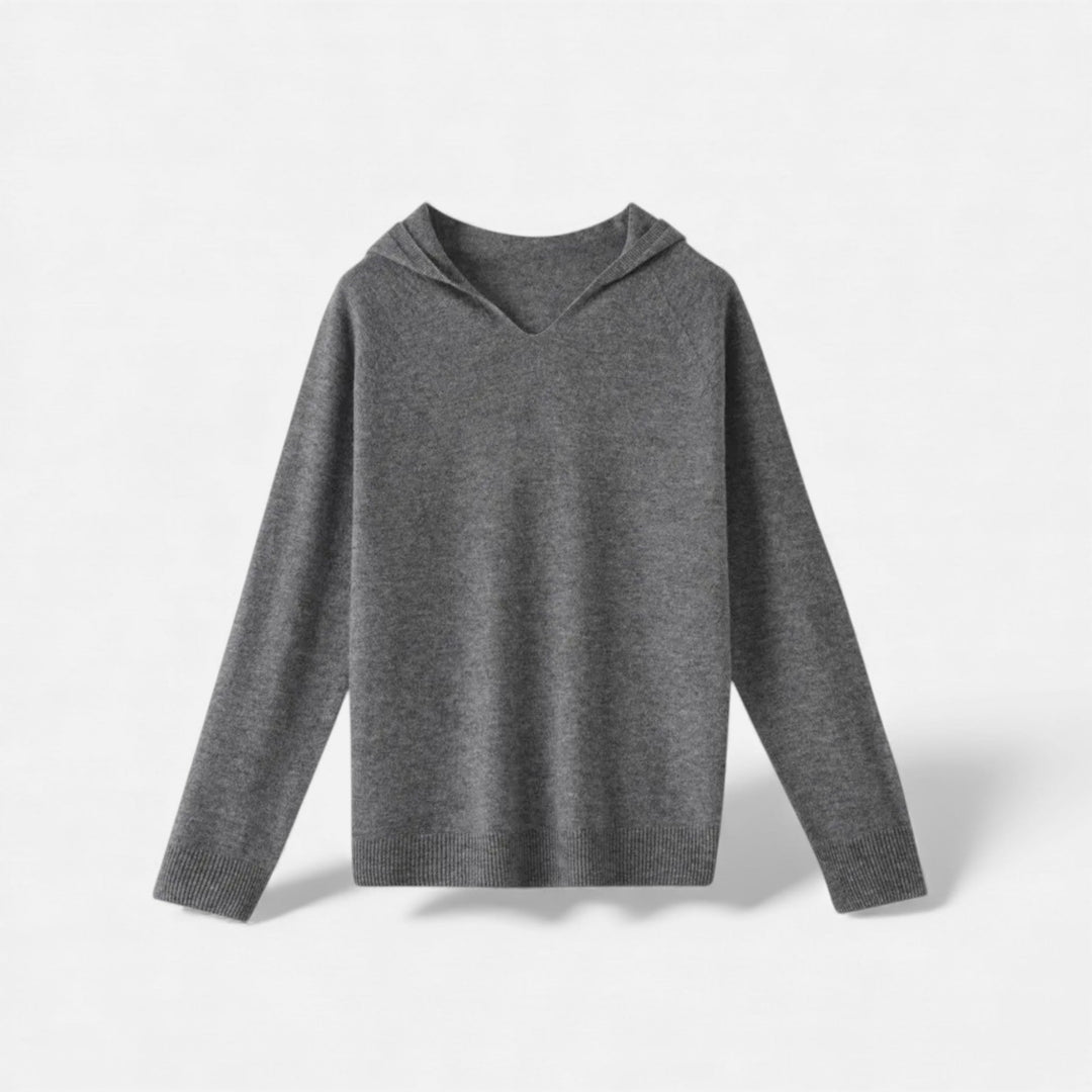 Charles Maison | Women’s Loose Wool Knitted V-Neck Hoodie