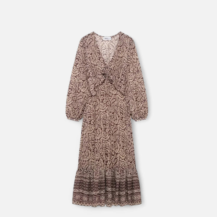 Charles Maison | Women’s Printed Midi Dress – V-Neck Autumn Elegance