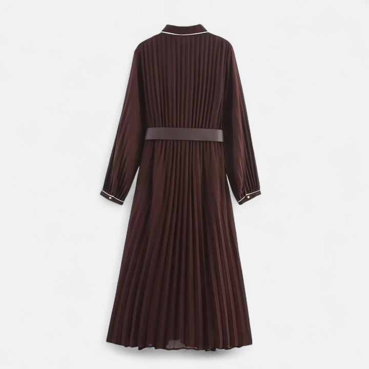Charles Maison | Women’s Chiffon Midi Dress – Turn-Down Collar Elegance