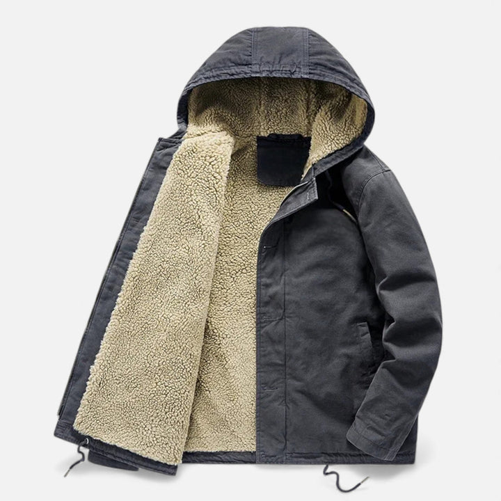Charles Maison | Men’s Lamb Fleece Hooded Winter Coat