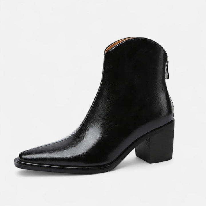 Charles Maison | Women’s Pointed Toe PU Leather Heeled Boots