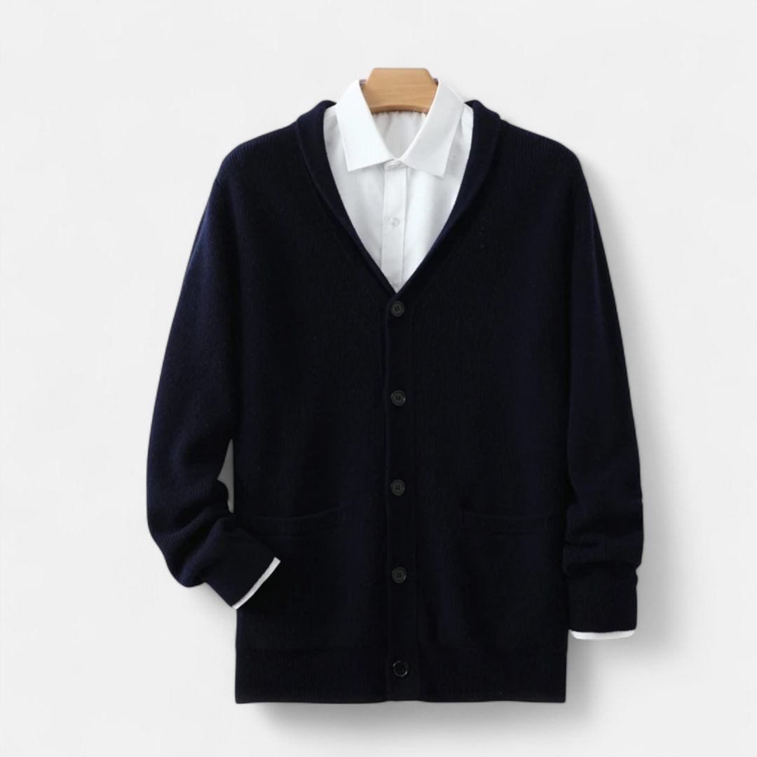 Charles Maison | Men’s Merino Wool Suit-Collar Cardigan