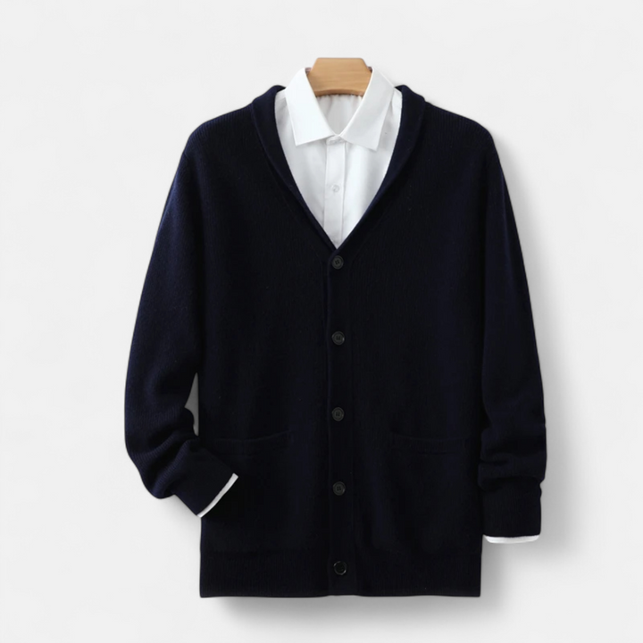 Charles Maison | Men’s Merino Wool Suit-Collar Cardigan