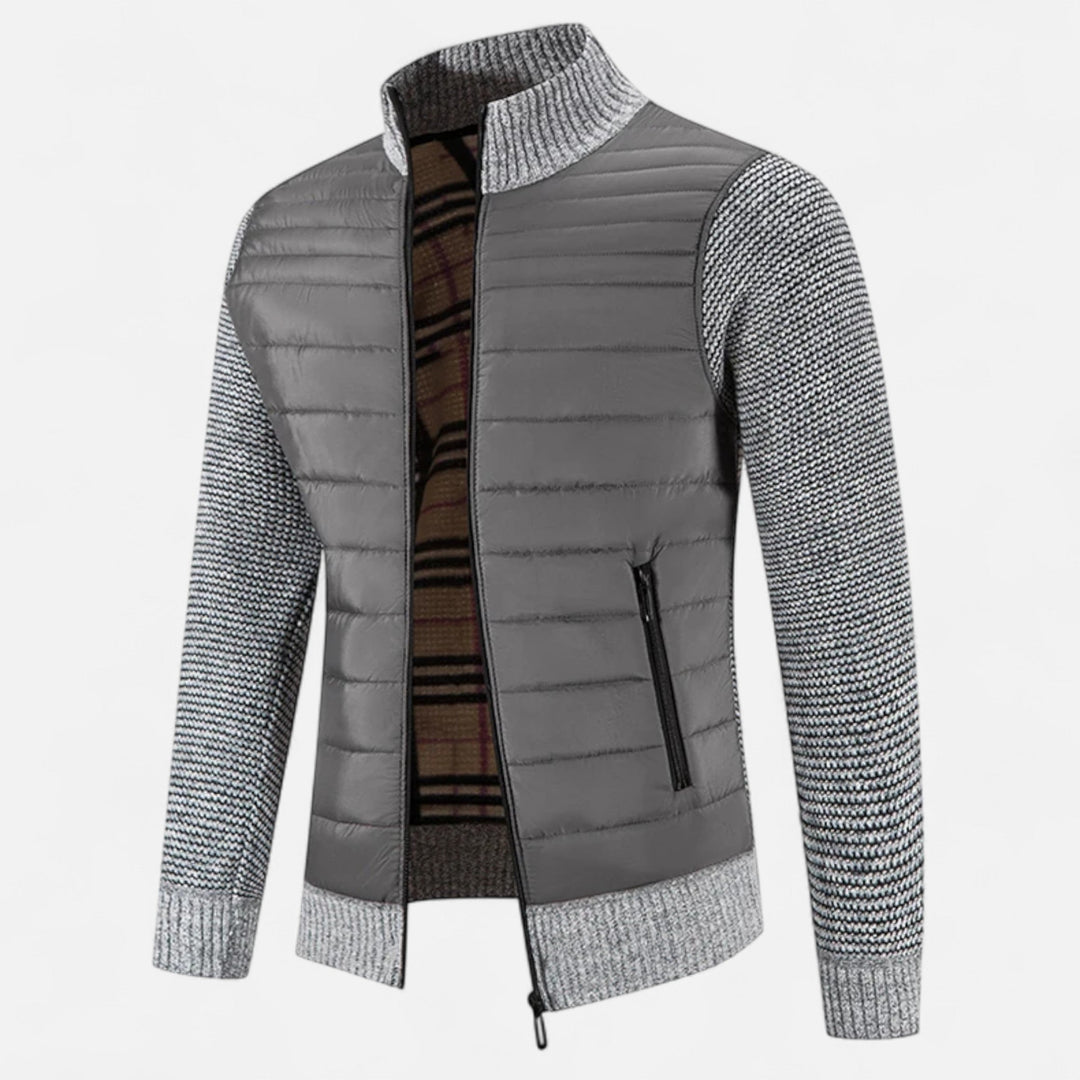 Charles Maison | Men’s Fleece Stand-Collar Patchwork Jacket