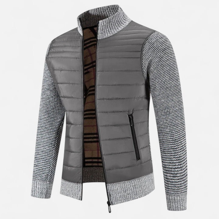 Charles Maison | Men’s Fleece Stand-Collar Patchwork Jacket