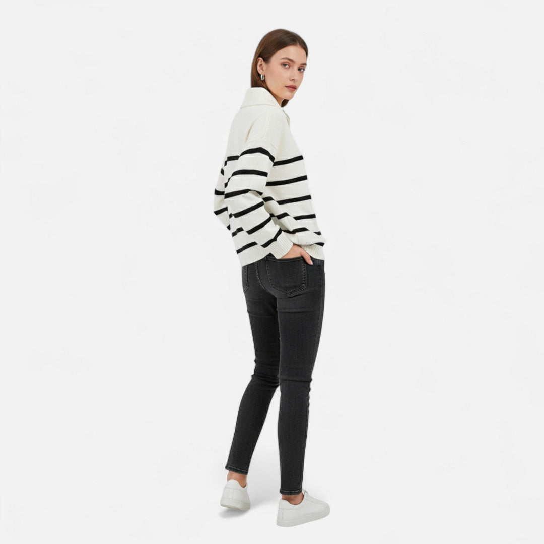 Charles Maison | Women's Striped Polo Sweater – Refined Autumn Heritage