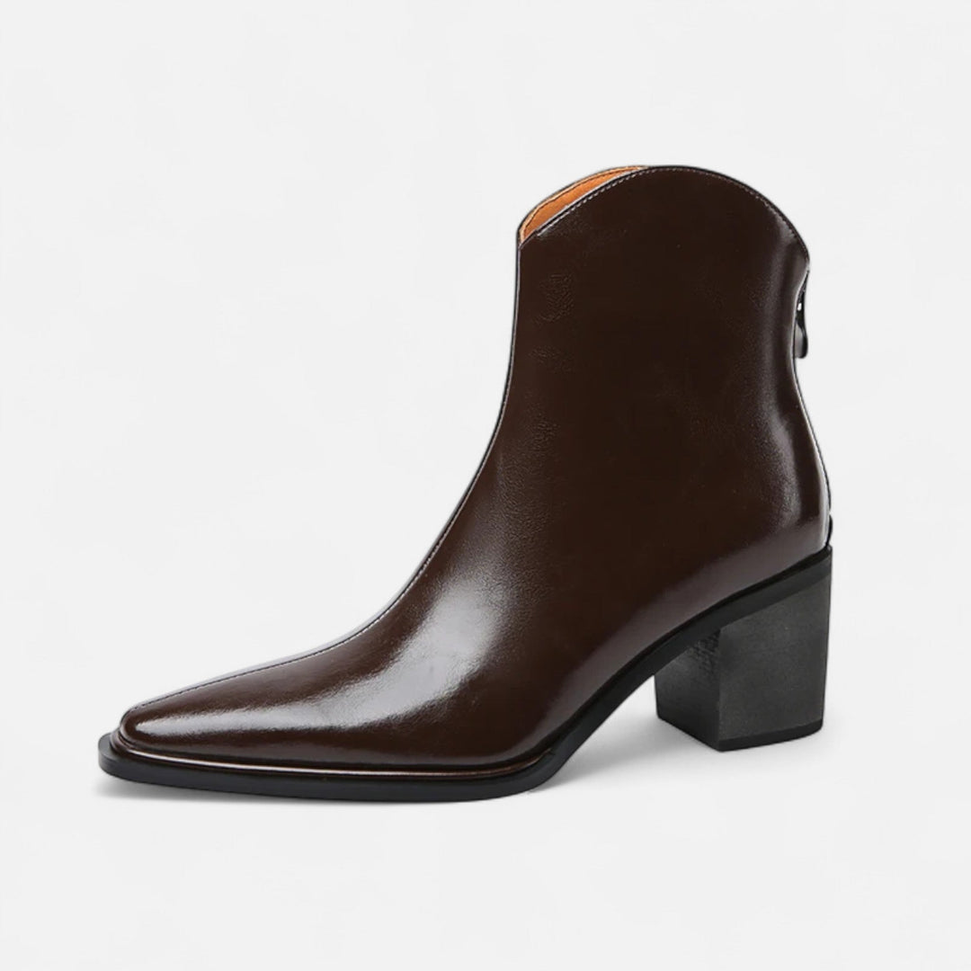 Charles Maison | Women’s Pointed Toe PU Leather Heeled Boots
