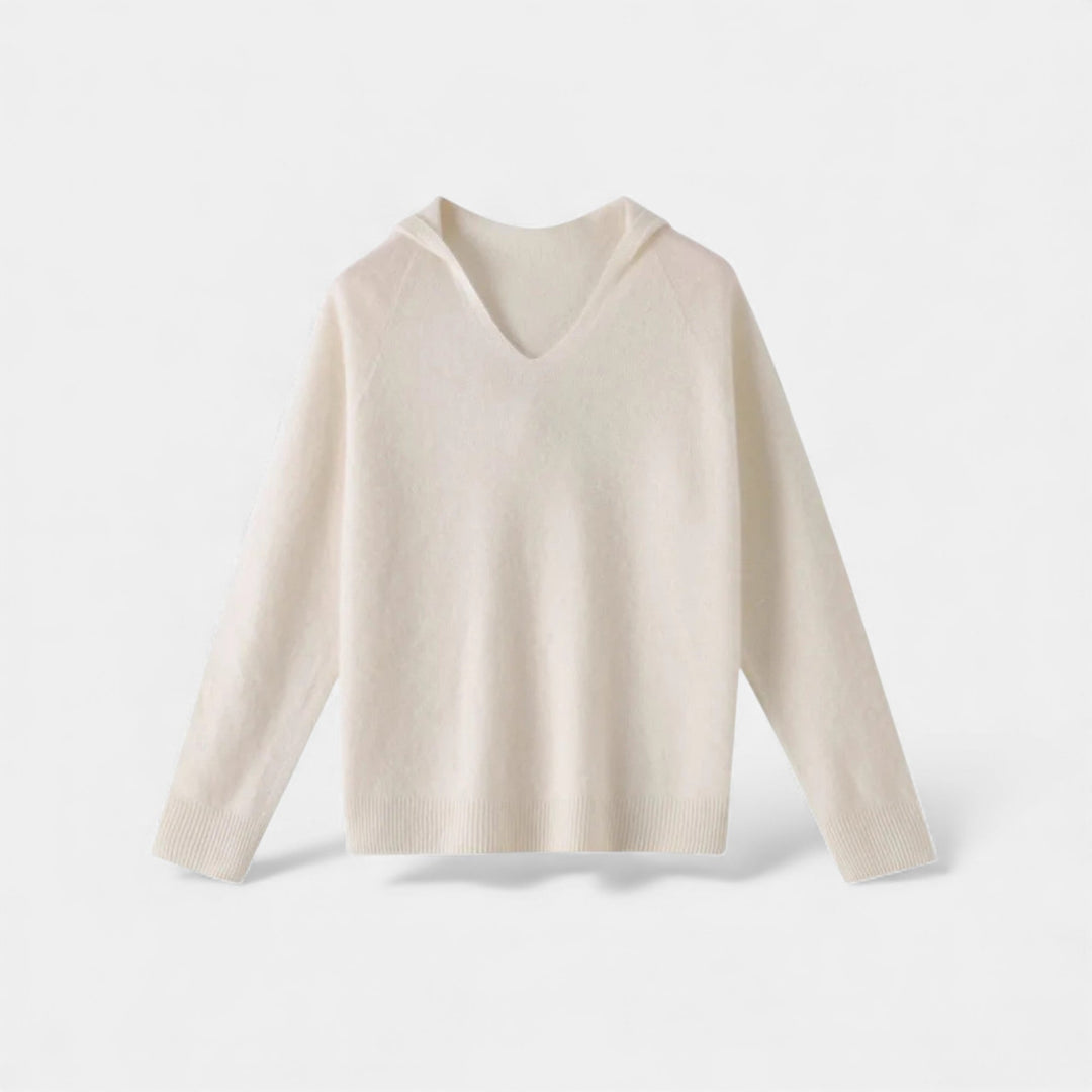 Charles Maison | Women’s Loose Wool Knitted V-Neck Hoodie
