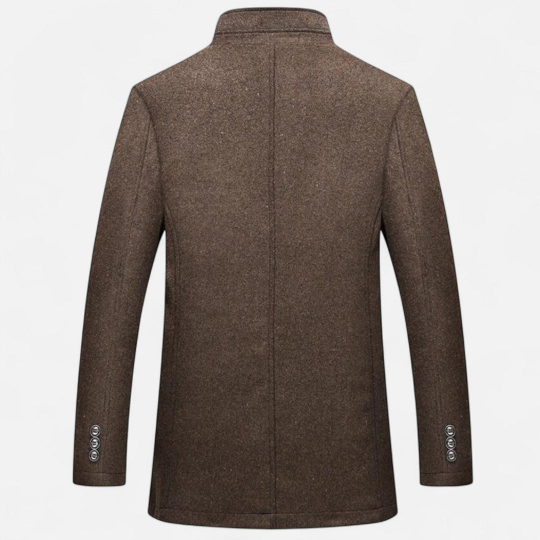 Charles Maison | Men’s Long Wool Overcoat with Vest Panel