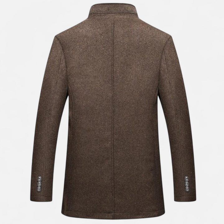 Charles Maison | Men’s Long Wool Overcoat with Vest Panel