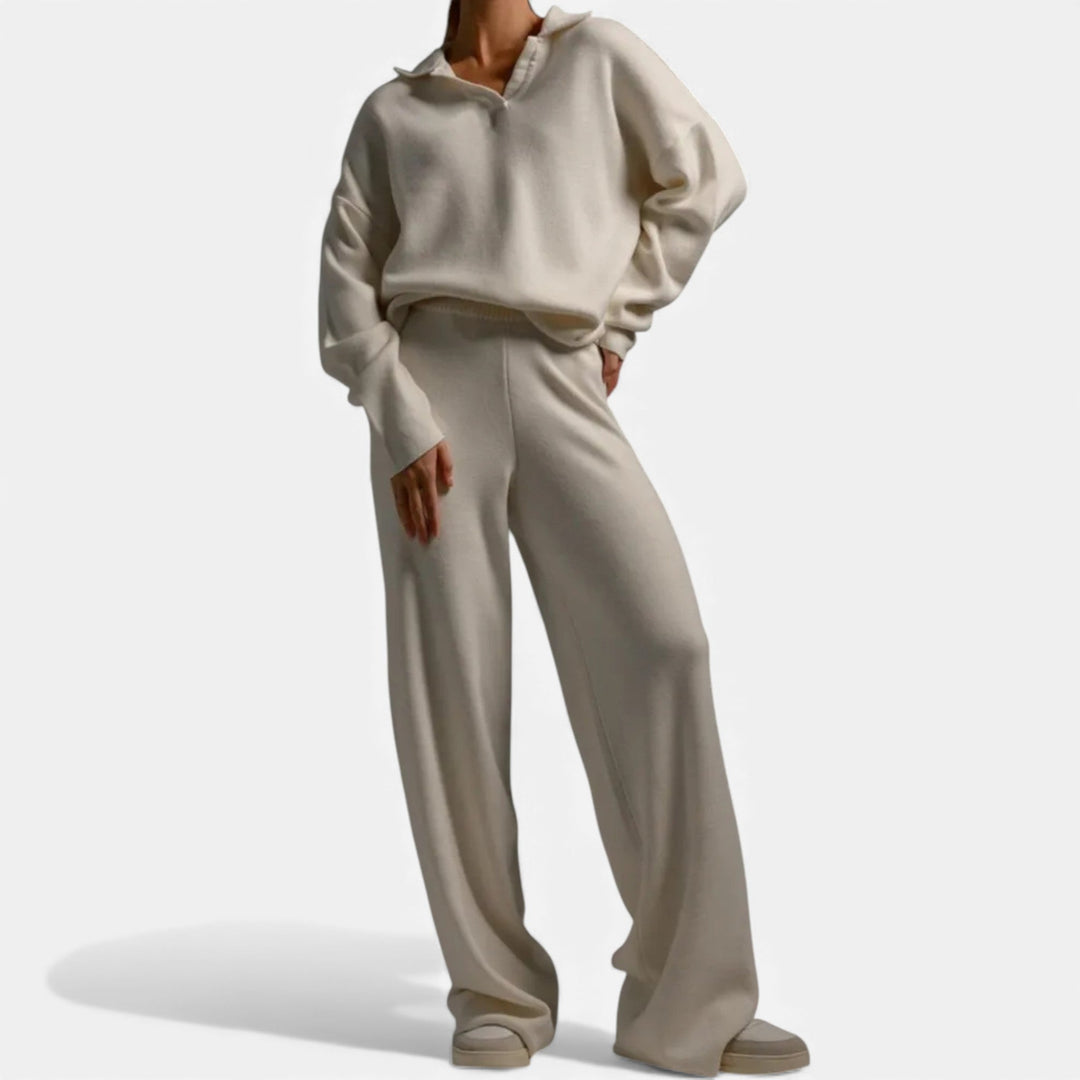Charles Maison | Women’s Cashmere-Feel Polo Lounge Set with Elegant Knit Detail