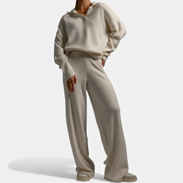 Charles Maison | Women’s Cashmere-Feel Polo Lounge Set with Elegant Knit Detail