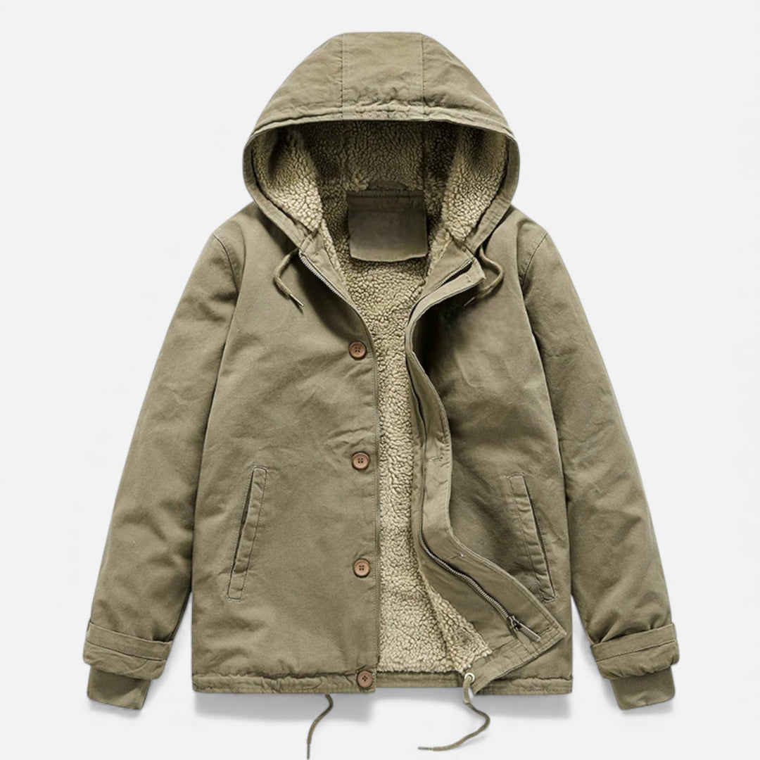 Charles Maison | Men’s Lamb Fleece Hooded Winter Coat