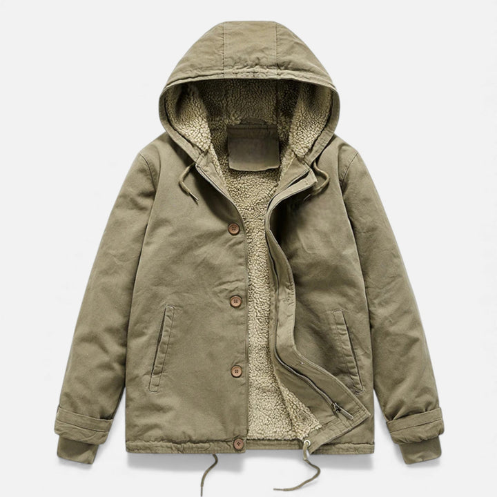 Charles Maison | Men’s Lamb Fleece Hooded Winter Coat