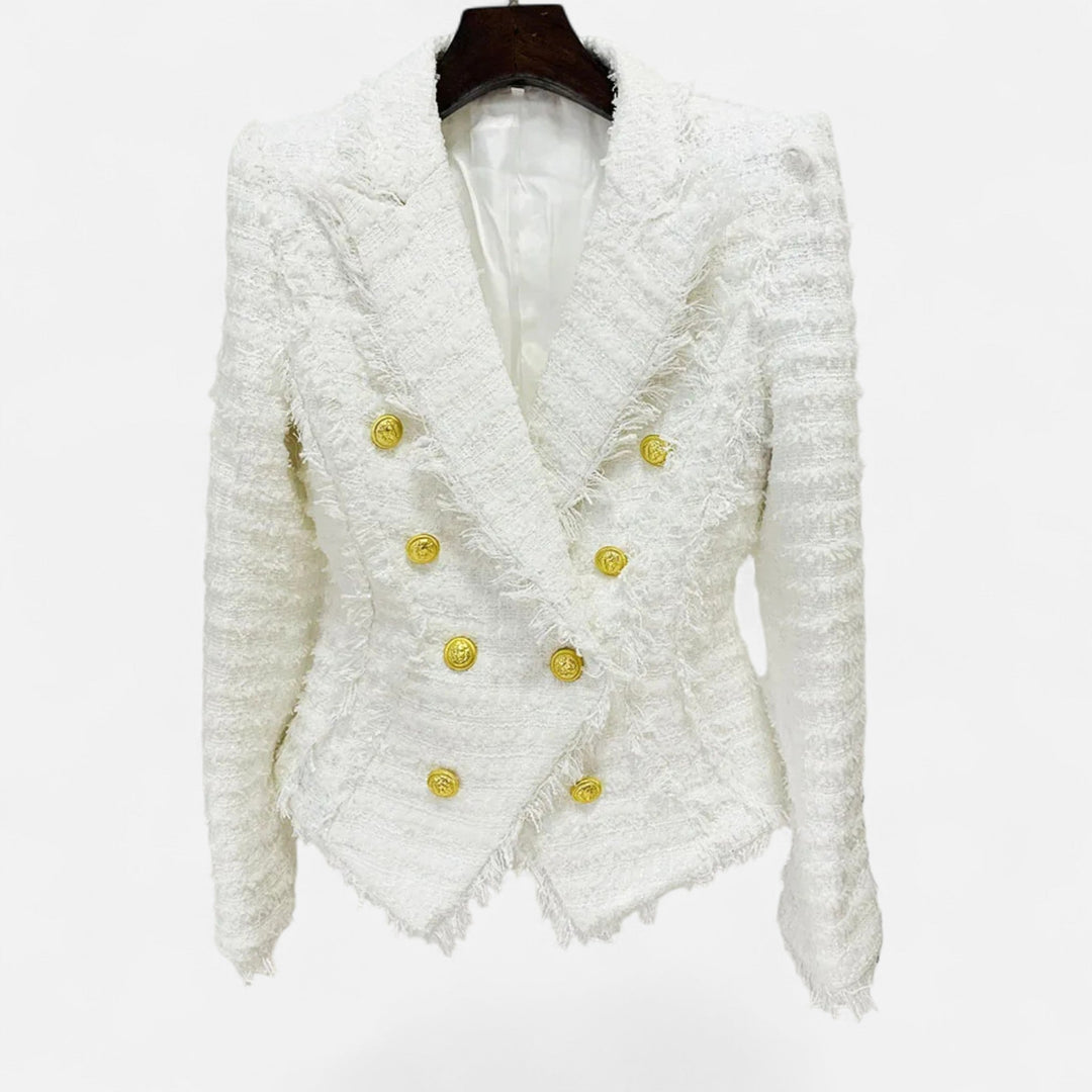 Charles Maison | Women’s Tweed Blazer – Slim Fit with Tassel Fringe