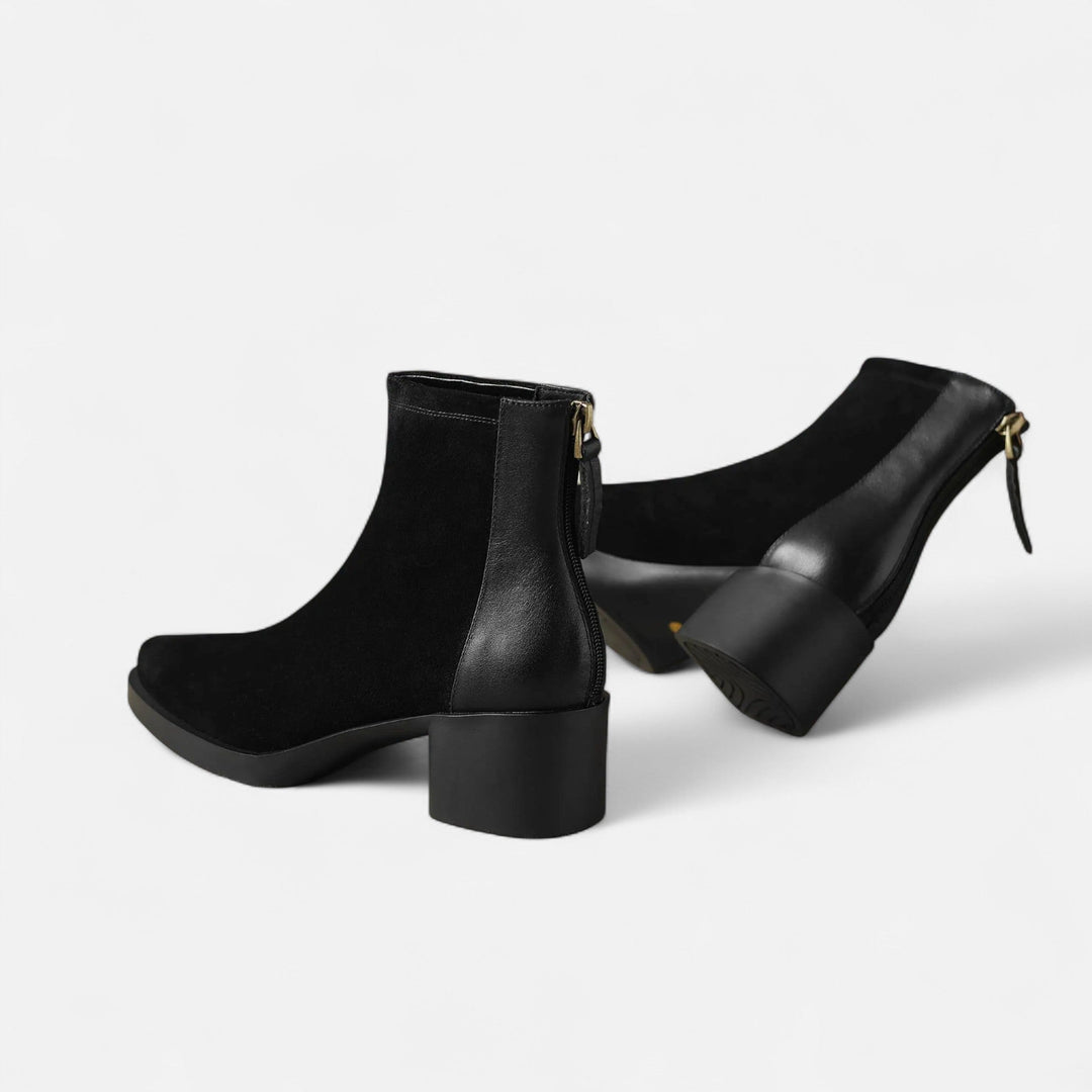 Charles Maison | Women’s Suede Ankle Boots – Square Toe Mid-Heel
