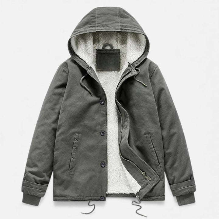 Charles Maison | Men’s Lamb Fleece Hooded Winter Coat
