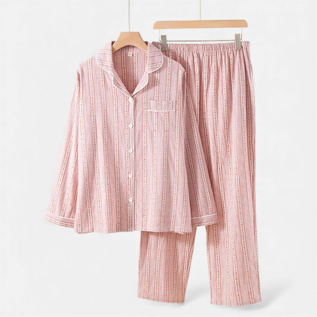 Charles Maison | Women’s Pure Cotton Pyjama Set with Cardigan Style
