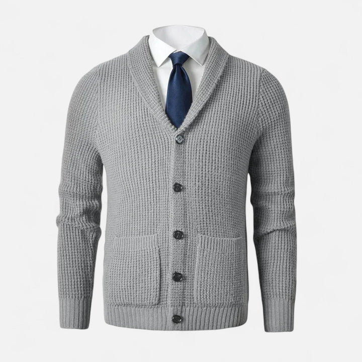 Charles Maison | Men’s Button-Up Premium Wool Cardigan – Classic Slim Fit Style