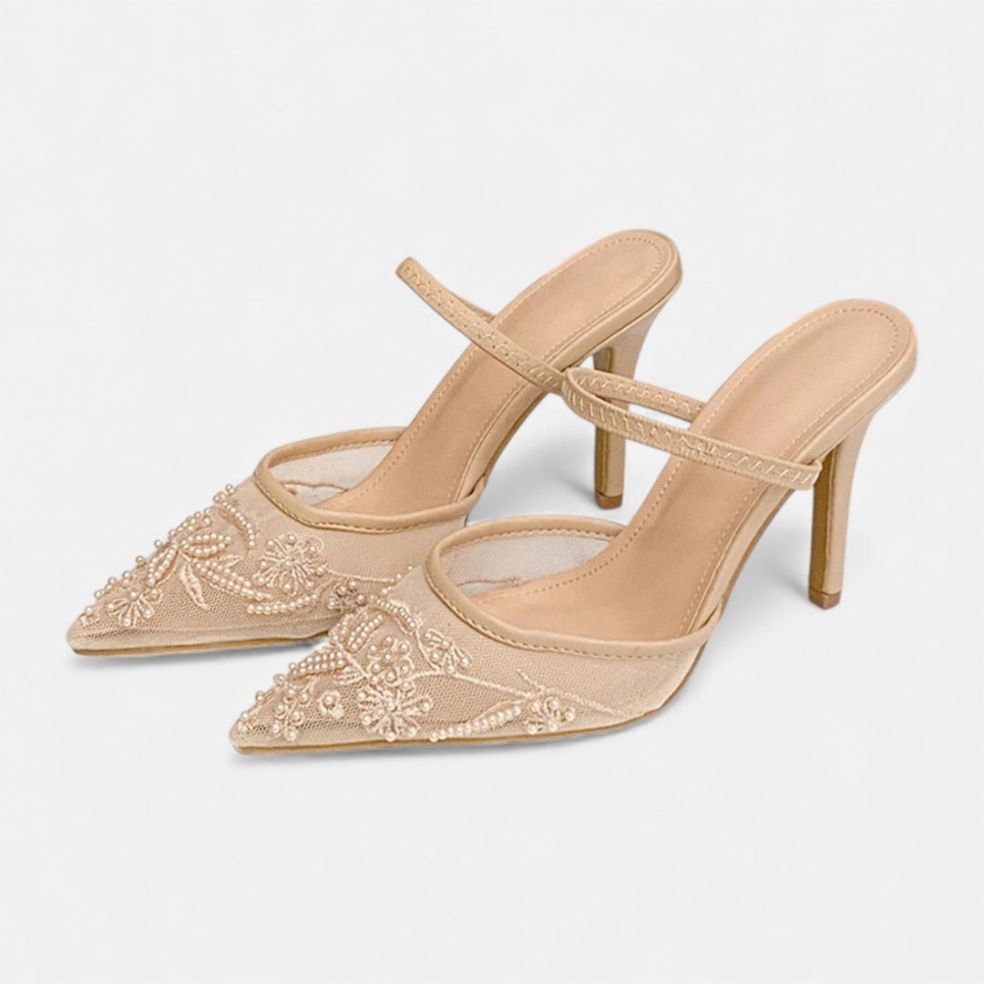 Charles Maison | Women’s Embroidered Mesh Designer Heels