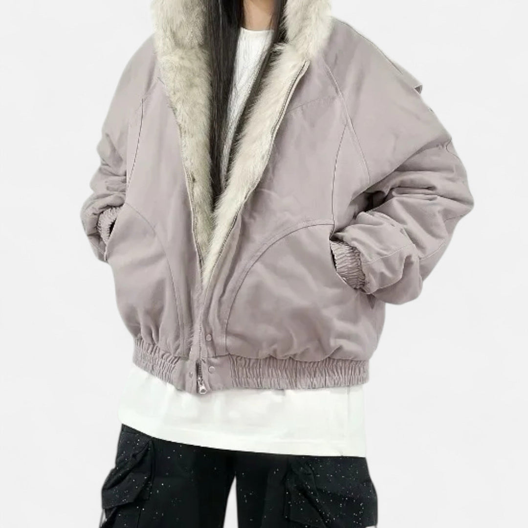 Charles Maison | Women’s Winter Hooded Coat – Fur Collar Vintage Style
