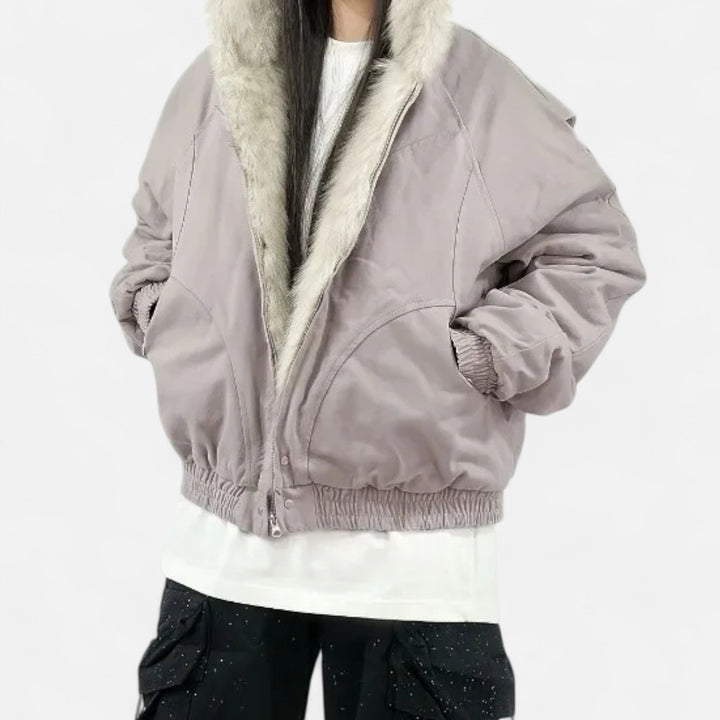 Charles Maison | Women’s Winter Hooded Coat – Fur Collar Vintage Style