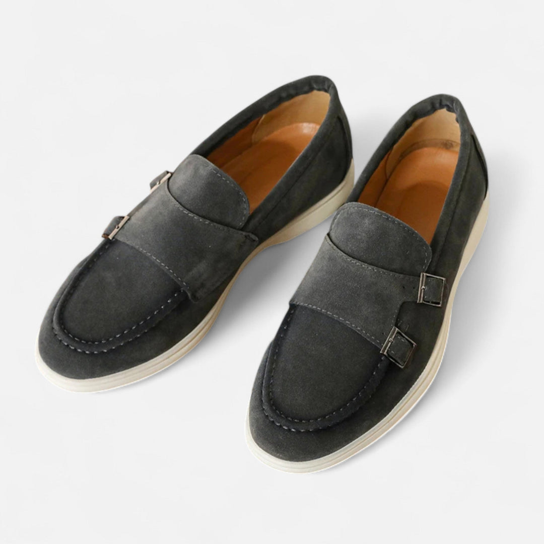 Charles Maison | Men’s Suede Monk Strap Loafers – Slip-On Elegance